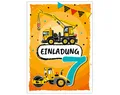 12 Einladungskarten zum 7. Kindergeburtstag siebte Geburtstag Jungen Baustelle Geburtstagseinladungen
