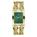 Guess GT MOD Heavy Metal Damen Armbanduhr, Edelstahl, 28 mm, Edelstahlarmband, Farbe: Gold, 3 bar, Zifferblatt: Grün, GW0740L2