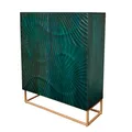 Riess Ambiente Massives Highboard Scorpion - 120cm - türkis - Mangoholz mit 3D Schnitzereien und goldenem Metallgestell