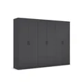 Rauch Möbel Bari, Kleiderschrank für Schlafzimmer, Wohnzimmer, Kinderzimmer, Flur, Garderobe, 6-türig, 1 Schublade, Farbe Grau metallic, Schwarz, Breite 271 cm