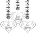 Folat Spiralen Just Married Hochzeit Party-Deko 3 Stück Silber-Weiss-g