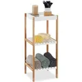Relaxdays Badregal Bambus MDF Weiß mit 3 Ablagen 72 cm x 30 cm x 29 cm 2,9 kg