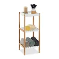 Relaxdays Bambusrahmen Badregal mit 3 Ablagen, freistehend, Standregal offen, Bambus, MDF, ohne Bohren, HBT: 72x30x29 cm, Natur/weiß
