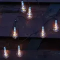 LED Solar Lichterkette mit 10 transparenten Glühbirnen mit Drahtlichterkette - 2 Funkt. - L: 4,5m - Transparent