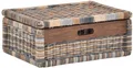 Krines Home Aufbewahrungskorb Flacher Korb mit Deckel Rattan geflochten Regalkorb Aufbewahrungsbox