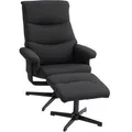 HOMCOM Relaxsessel mit Hocker Polyester Schwarz 74L x 81B x 102H cm