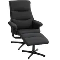 HOMCOM Relaxsessel mit Hocker, Gepolstert Fernsehsessel mit Liegefunktion, Wippfunktion, Drehbar Liegesessel mit Samtoptik, für Wohnzimmer, Schlafzimmer, Schwarz