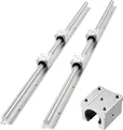 VEVOR Linearführungen SBR25, 2er-Pack 1200 mm Linearschienen & 4 Stk. Gleitlblöcke, vollumfänglich gelagerte Welle, Führungsschiene für Schneid-, Schleif-, Fräs- & Bohrmaschinen usw.