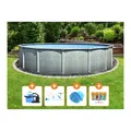 Steinbach Aktionsangebot Stahlwand Swimming Pool Set "Grande rund", Ø 366 x 135 cm, Zubehörset S (inkl. Filteranlage, Grundreinigungsset, Chlor Starterset, Solarabdeckplane)