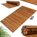CASARIA® Badematte Holz FSC®-zertifiziertes Akazienholz rutschfest Badvorleger Duschmatte Holzduschmatte Badezimmerteppich Dusch Vorleger Stabmuster - Braun