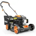 FUXTEC Benzin Rasenmäher FX-RM4180 - 80ccm | 41cm | leichte 18Kg | Heckauswurf | 4-Takt | 25-55mm Schnitthöhe | bis 400m2