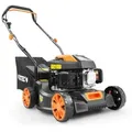 Fuxtec - Benzin Rasenmäher 2ps Leistung Und Nur 18kg Gewicht, 40cm Schnittbreite & 3-stufige Schnitthöhenverstellung 25-55mm Mit Hubraum 80ccm, 4-takt Mäher - Inkl. 45l Grasfangkorb Fx-rm4180