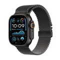 Apple Watch Ultra 2 Titanium (Cellular) 49mm Titaniumgehäuse schwarz, Milanaise Titan Armband schwarz (M) MX5U3FD/A