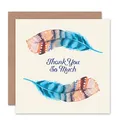 Wee Blue Coo Feder Set Aquarellfarbe Cyan Orange Vielen Dank Dankeskarte