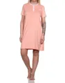 Normann Nachthemd Damen kurzarm Nachthemd mit Flamingo Motiv und Knopfleiste am Hals
