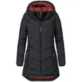 SUBLEVEL Steppjacke Damen Mantel mit Kapuze lange Winter Jacke Parka Stehkragen, Kapuze, flauschig, kuschelig, warm, Outdoor, Mantel schwarz XXL - 44