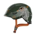 ABUS Kinderhelm Smiley 3.0 - Fahrradhelm mit tiefer Passform, kindergerechten Designs & Platz für einen Zopf - für Mädchen und Jungs - Grün mit Roboter-Muster, Größe M