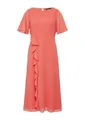 s.Oliver BLACK LABEL Chiffonkleid mit Volants und U-Boot-Ausschnitt Koralle 38