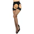 GLAMORY Netzstrumpfhose Mesh Ouvert Plus Size, Ouvert schwarz 56/58
