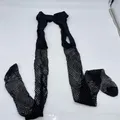 Glamory Damen Mesh Ouvert Strumpfhose, Durchsichtig, Schwarz (Schwarz Schwarz), 