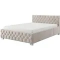 Juskys Polsterbett Nizza 140 x 200 cm mit Bettkasten & LED Beleuchtung in Beige