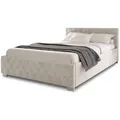 Polsterbett Nizza - Bettgestell Mit Lattenrost, Stauraum & Led Beleuchtung - Bett Mit Samtbezug & Chesterfield-steppung - 140x200 Cm Beige - Juskys