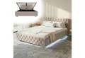 Juskys Polsterbett Nizza, Stauraum, LED Licht, Chesterfield Steppung, Samtbezug