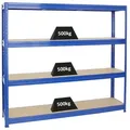 PROREGAL® Schwerlastregal Robustes Steckregal Lastenregal DINO mit 4 stabilen Fachböden, 4 Ebenen Steckmontage ohne Werkzeug hohe Belastbarkeit blau 200 cm x 180 cm x 45 cm
