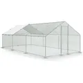 Juskys Freigehege HLS25T, aus Metall, 18 m2, begehbar, Tür mit Riegel, Regenschutzplane silberfarben 300 cm x 600 cm