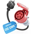 ABSINA Adapter Schuko Stecker auf CEE Kupplung - 60 cm Kabel - E Auto Zubehör