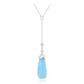 Cavill Collier Azurblauer Quarz 15,28ct 925 Silber Rhodiniert Tropfen
