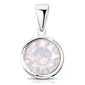 Materia Kristall Anhänger Stein opal rosa - 925 Silber Kettenanhänger rund klein KA-462-creme
