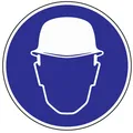 Gebotszeichen Kopfschutz benutzen Durchmesser 200 mm, Kunststoffschild blau/weiß