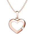 Amoonic Herzkette Halskette Damen Silber 925 Kette mit Herzanhänger und Zirkoniastein (inkl. Schmucketui), Echte Herz Silberkette Gold Rosegold vergoldet Geschenk Freundin rosa