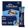Multipower 53% Protein Boost – 20 x 45 g Protein Riegel Cookies & Cream mit 53% hochwertigem Protein – 24 g Eiweiß und 1,3 g Zucker je Eiweißriegel