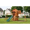 Garten Spielturm William 510 x 380 x 670 cm – Kinderhaus aus Zedernholz, Braun/Grün – großes Kinderspielhaus – Spielhaus für Kinder