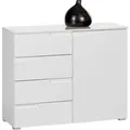 Carryhome Kommode Spice, Weiß, Weiß Hochglanz, Kunststoff, 1 Fächer, 4 Schublade(n) Schubladen, 100x80x40 cm, Beimöbel erhältlich, Wohnzimmer, Kommoden & Sideboards, Kommoden