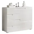 Stella Trading Kommode in Hochglanz Weiß - Modernes Sideboard mit viel Stauraum für Ihren Wohnbereich - 100 x 80 x 40 cm (B/H/T)