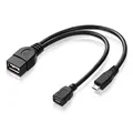 adaptare 40228 USB-OTG Adapter-Kabel Micro-USB 2.0-Stecker USB-Buchse Typ A + Strom-Anschluss für Externe Festplatte, Fire TV Stick und andere Geräte
