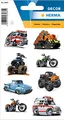 HERMA 3085 Aufkleber Fahrzeuge klein, 24 Stück, Auto Sticker mit Monstertruck Feuerwehrauto Krankenwagen Motiv, Kinder Etiketten für Fotoalbum Tagebuch Scrapbooking Geburtstag Deko Briefe DIY Basteln