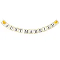Oblique Unique® Just Married Girlande Banner mit goldenen Herzen Hänge Deko für Hochzeit Dekoration Hochzeitsdeko in Weiß und Gold