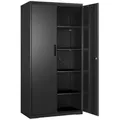 SONGMICS Aktenschrank Mehrzweckschrank, Stahl-Aufbewahrungsschrank, 5 Ebenen Doppeltüren, Schloss, Werkzeugschrank, verstellbare Ablagen schwarz 80 cm