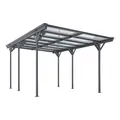 Juskys Carport mit Flachdach 5x3 m - freistehende Überdachung aus Aluminium mit Doppelstegplatten