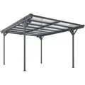 Juskys Carport mit Flachdach 5x3 m - Überdachung aus Aluminium mit Doppelstegplatten - Unterstand für Autos - freistehende Montage - Dunkelgrau - Dunkelgrau