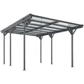 Juskys Carport 5x3 M Dunkelgrau- Überdachung Aus Aluminium Mit Doppelstegplatten - Unterstand Für Autos - Freistehende Montage - Mit Flachdach