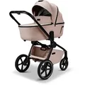 Moon Kombikinderwagen Resea 2.0, Sand, Textil, 57x114x96 cm, EN 1888, Feststellbremse, Fußstütze abklappbar, Federung, 5-Punkte-Gurt, für Babyschale geeignet, Griff in Lederoptik, mit Tragegriff, Sitz umsetzbar, Reflektorstreifen, abnehmbarer Schutzbügel, Teleskopgriff,5-Punkt-Gurt, Schutzbügel abnehmbar, Sichtfenster, Sportsitz verlängertem Verdeck,Matratze, Baby on Tour, Kinderwagen, Kombikinderwagen