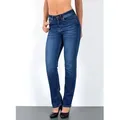 ESRA Straight-Jeans High Waist Damen Jeans Straight Leg Hose Stretch gerader Schnitt G2 Straight Jeans Damen Stretch Regular Jeans High Waist bis Plus Size blau 38