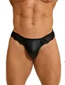 lau-fashion Männer Spitze Lack Leder Herren Wetlook Tanga Unterwäsche M/L/XL Größe M/L
