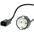 VALUE Netzkabel, C14 auf CEE7/3, max. 10A (2300W), nur für Verwendung an USV, schwarz, 0,3 m