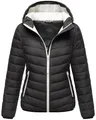 MARIKOO Damen Winterjacke (S-3XL) - Steppjacke, Integrierter Beutel mit Schlaufe, Kapuze (nicht abnehmbar), Warme Jacke Frauen - B994 (S, Schwarz)